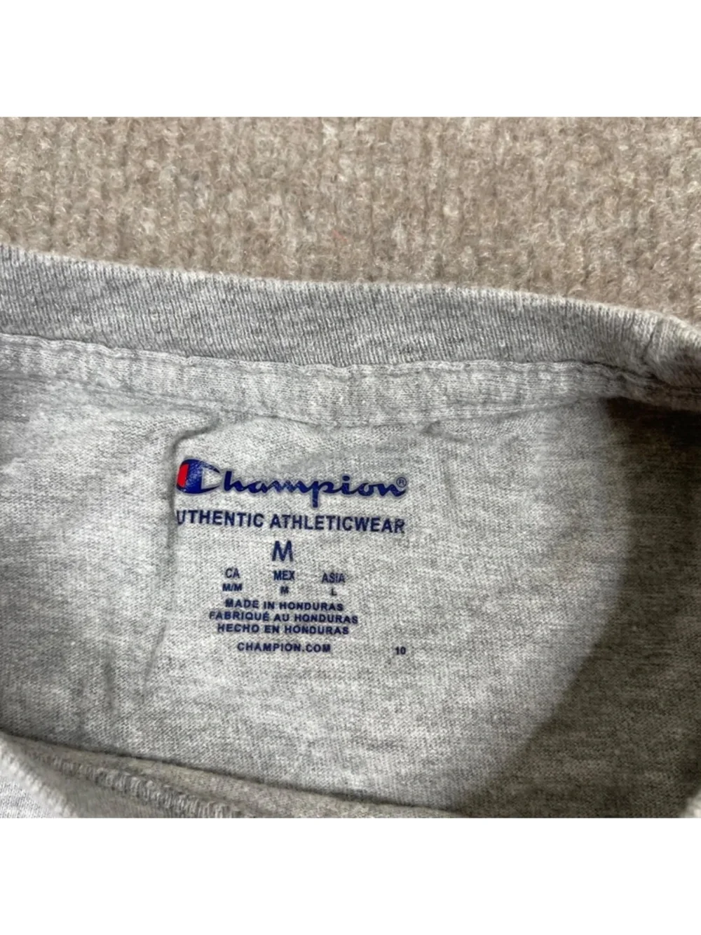 Champion T Shirt Adults Size M Gray Short Sleeve Globe Logo Graphic Casual Men's - Picture 3 of 6